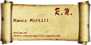 Rancz Mirtill névjegykártya